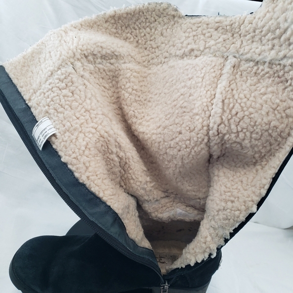 UGG Jillian Shearling Lined Black Suede Riding Winter Side Zip Boots Size 7 - Picture 12 of 15